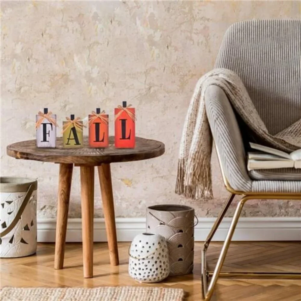 Fall Decorations for Home, 4 Pcs Rustic Farmhouse‎ Home Table Autumn Decor Signs